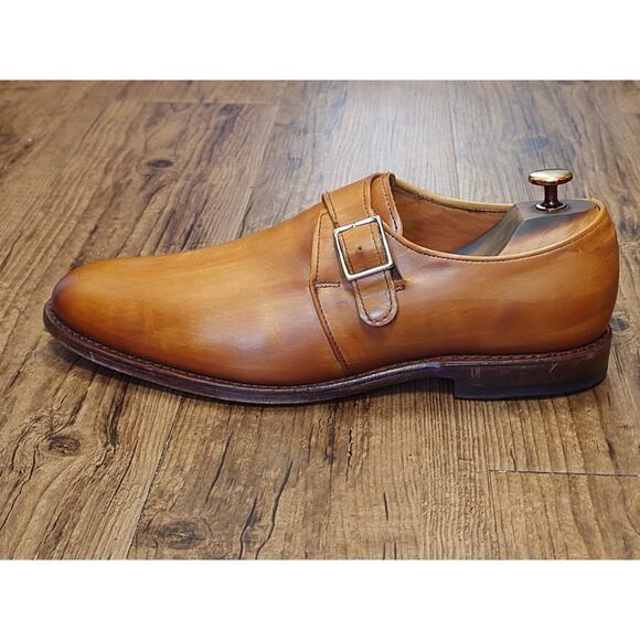 Allen Edmonds Plymouth Light Tan Monk Strap Leather Oxfords Dress Shoes 9.5D main image 9
